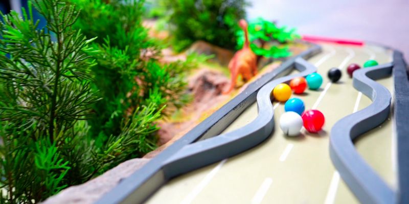 An image of Magic marbles rolling