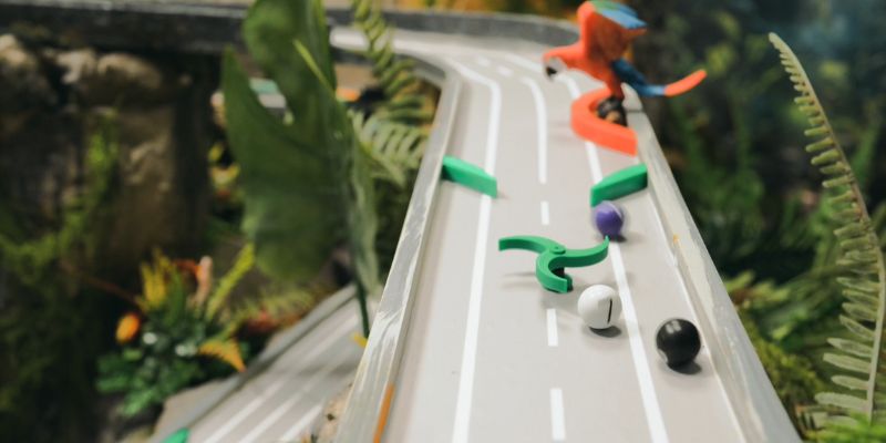 An image of Marble race track in forest