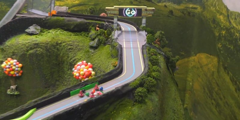 An image of marble raceway on grassland