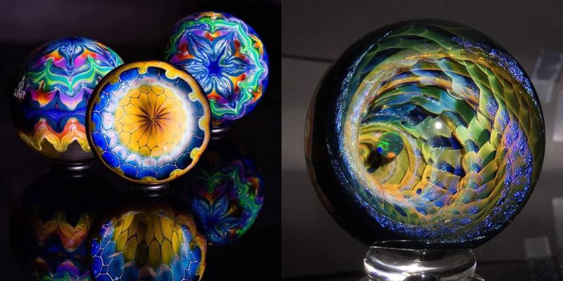 An image of Different types of marbles and their names