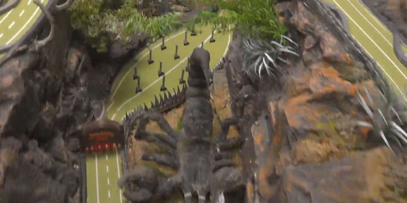 An image of sawblade gate and pylon field layout