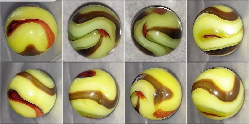 An image of Swirled and patterned marbles